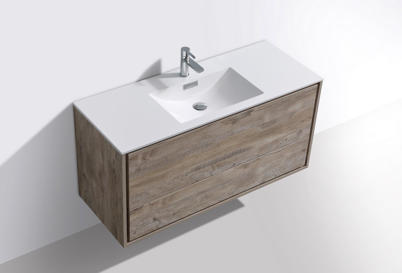 De Lusso 48″ Single Sink Nature Wood Wall Mount Modern Bathroom Vanity