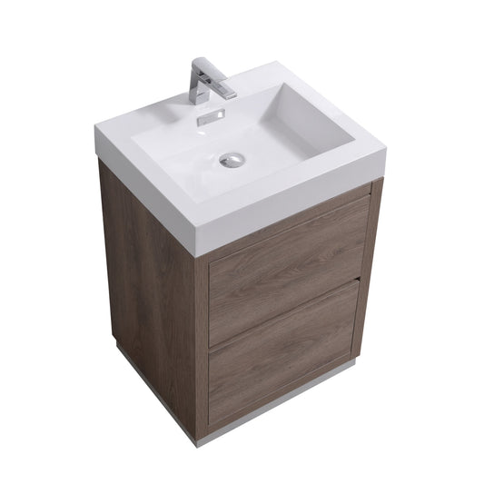 Bliss 24″ Butternut Free Standing Modern Bathroom Vanity