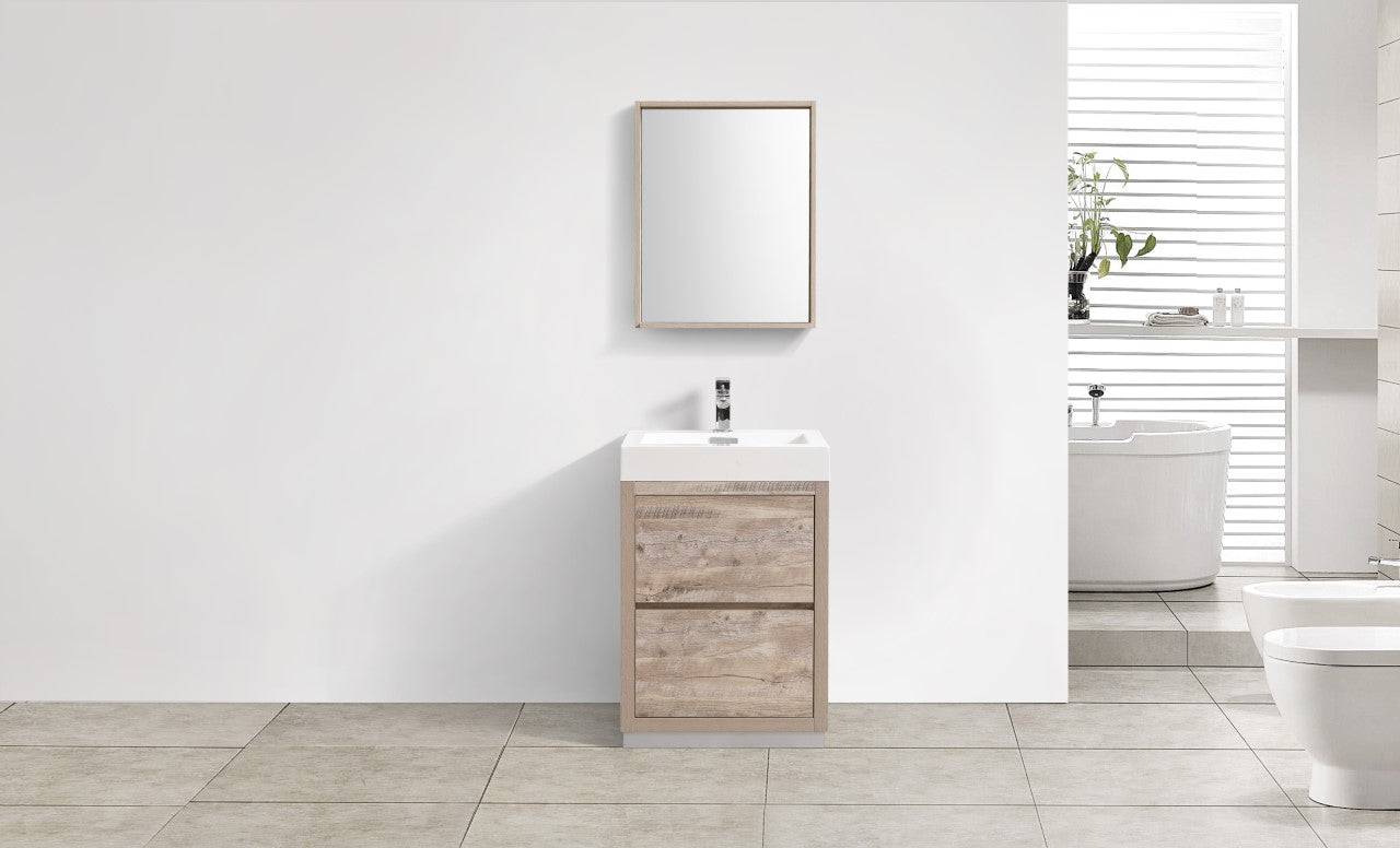 Bliss 24″ Nature Wood Floor Mount Modern Bathroom Vanity