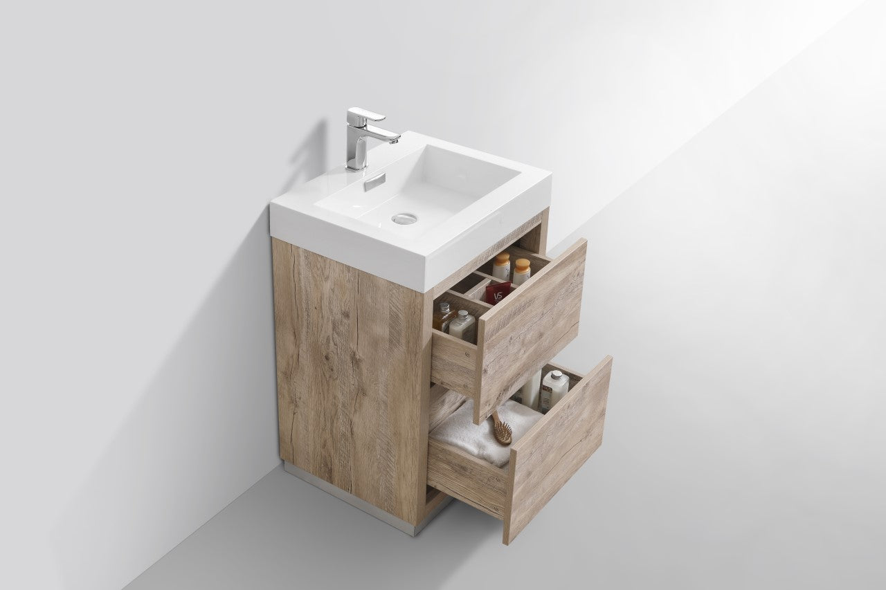 Bliss 24″ Nature Wood Floor Mount Modern Bathroom Vanity