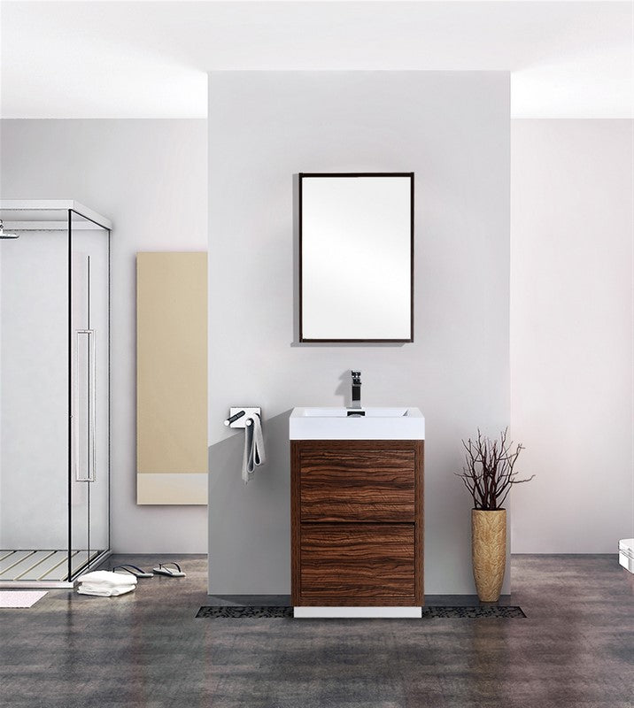 Bliss 24″ Walnut Free Standing Modern Bathroom Vanity