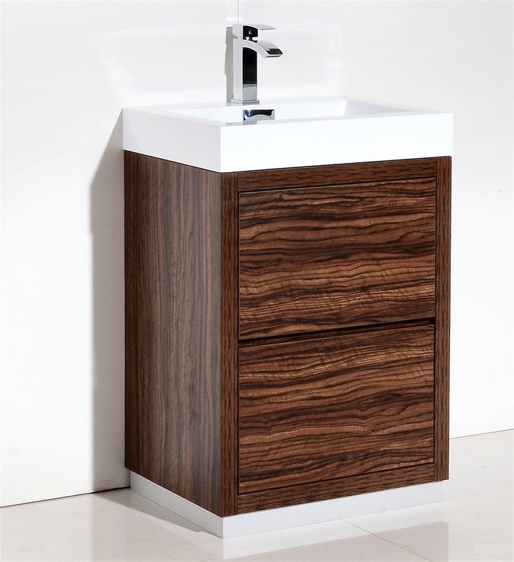 Bliss 24″ Walnut Free Standing Modern Bathroom Vanity