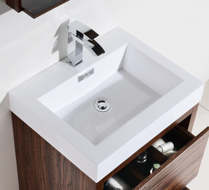 Bliss 24″ Walnut Free Standing Modern Bathroom Vanity