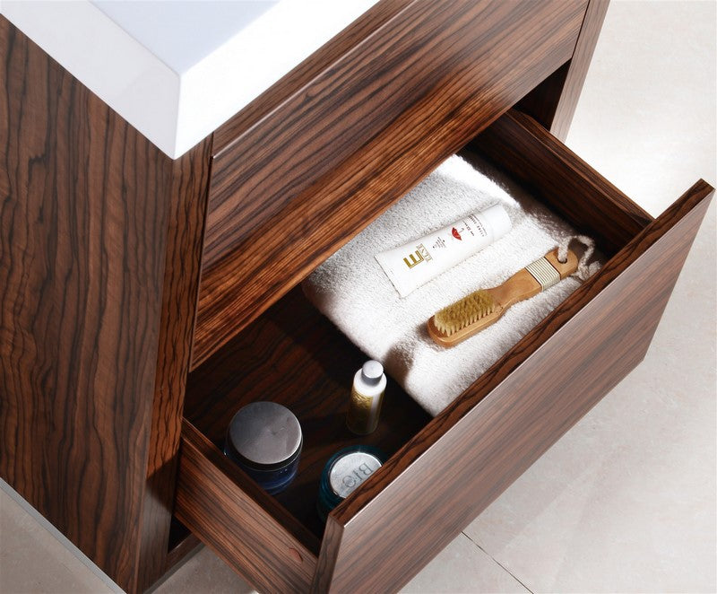 Bliss 24″ Walnut Free Standing Modern Bathroom Vanity
