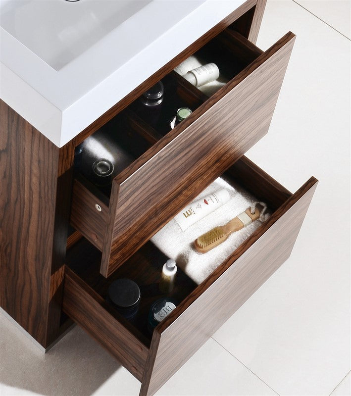 Bliss 24″ Walnut Free Standing Modern Bathroom Vanity
