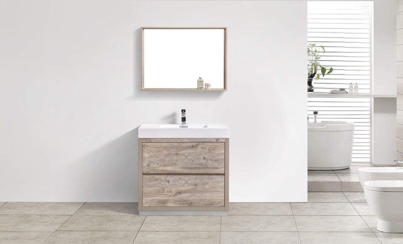 Bliss 36″ Nature Wood Floor Mount Modern Bathroom Vanity