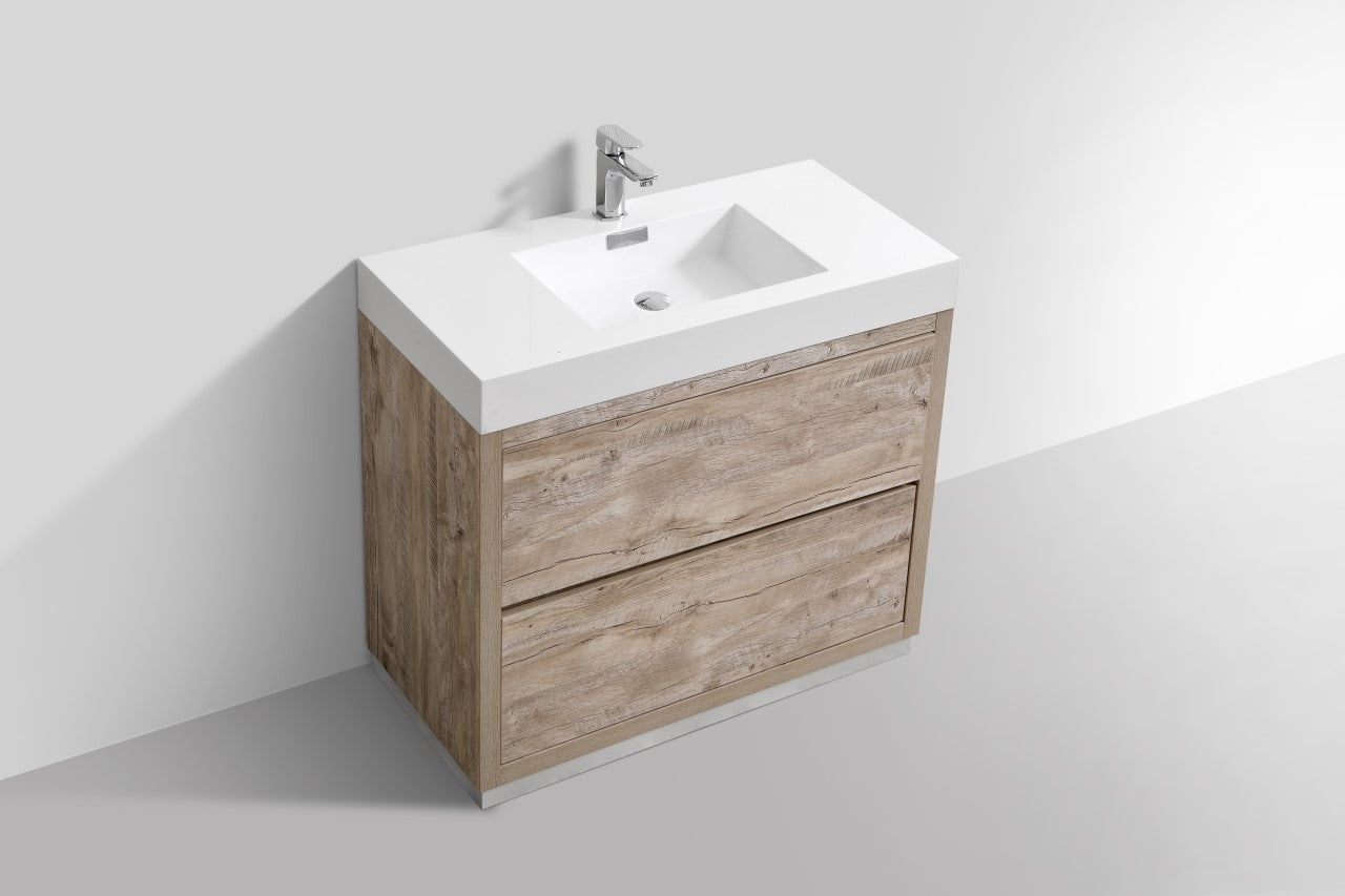 Bliss 36″ Nature Wood Floor Mount Modern Bathroom Vanity