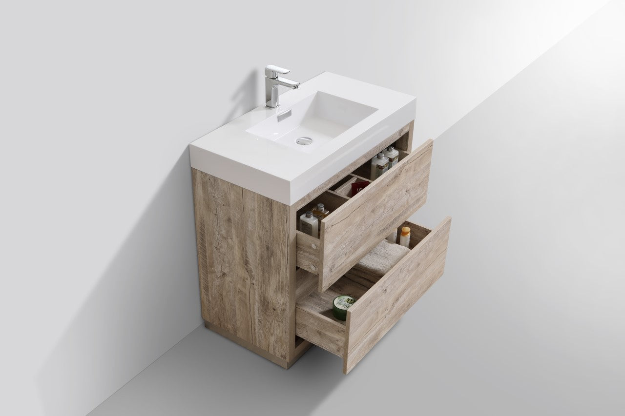 Bliss 36″ Nature Wood Floor Mount Modern Bathroom Vanity