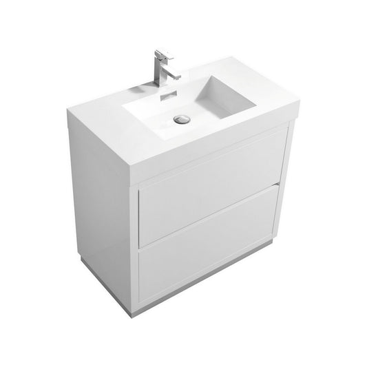 Bliss 36″ High Gloss White Free Standing Modern Bathroom Vanity