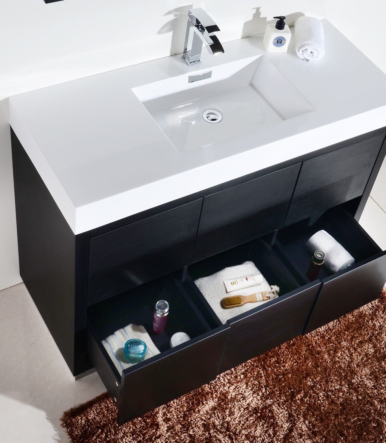 Bliss 48″ Black Free Standing Modern Bathroom Vanity