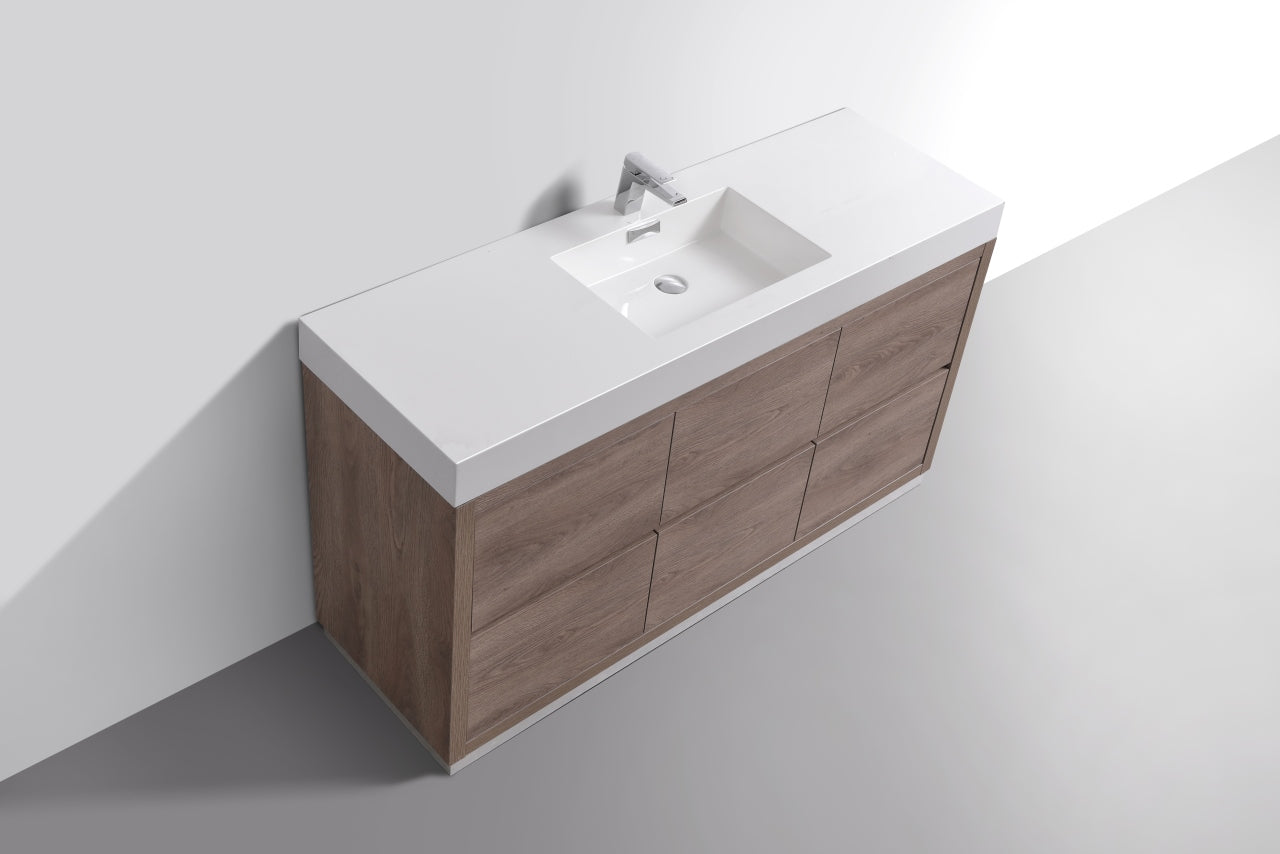 Bliss 60″ Single Sink Butternut Floor Mount Modern Bathroom Vanity