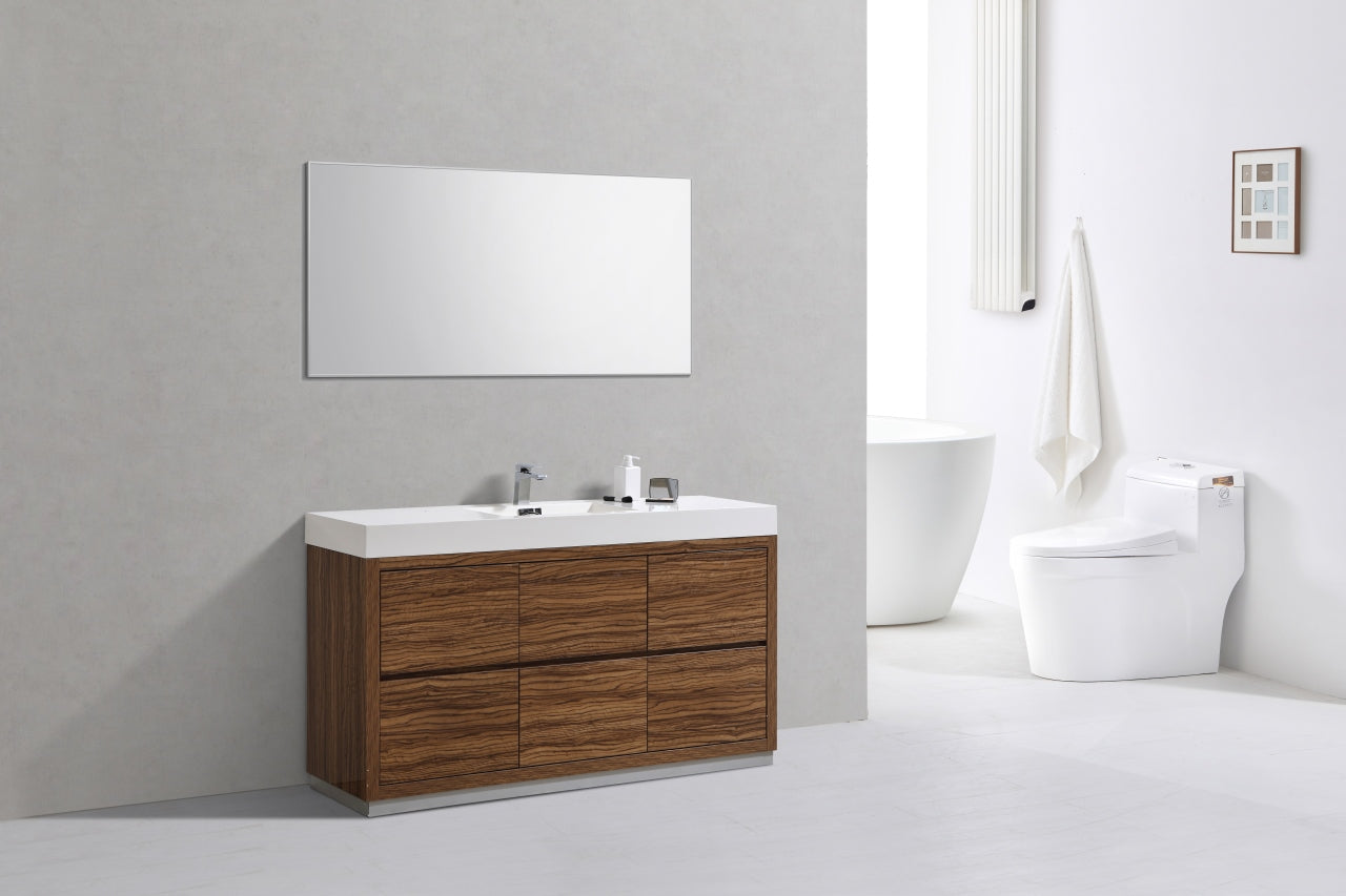 Bliss 60″ Single Sink Chestnut Floor Mount Modern Bathroom Vanity