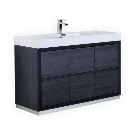 Bliss 60″ Single Sink Gray Oak Free Standing Modern Bathroom Vanity