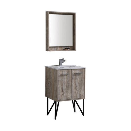 Bosco 24″ Nature Wood Modern Bathroom Vanity w/ White Countertop