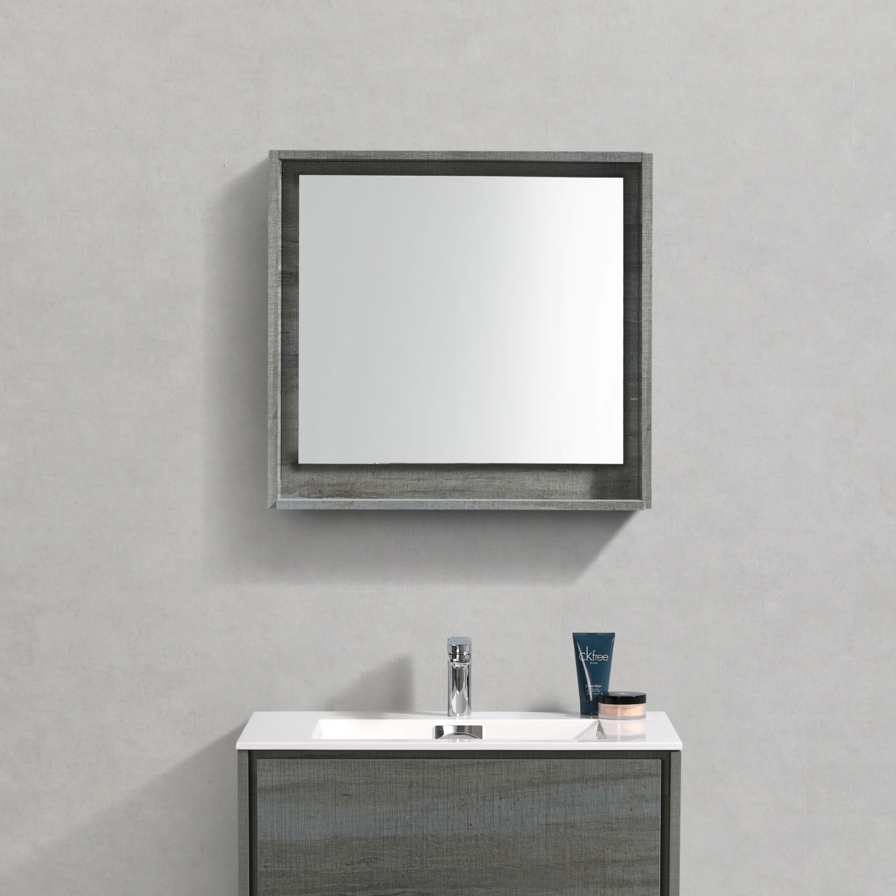 30″ Wide Mirror w/ Shelf – Ocean Gray