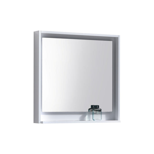 30″ Wide Mirror w/ Shelf – High Gloss White