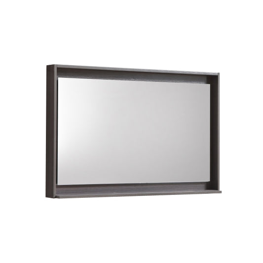 36″ Wide Mirror w/ Shelf – Gray Oak