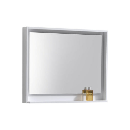 36″ Wide Mirror w/ Shelf – High Gloss White