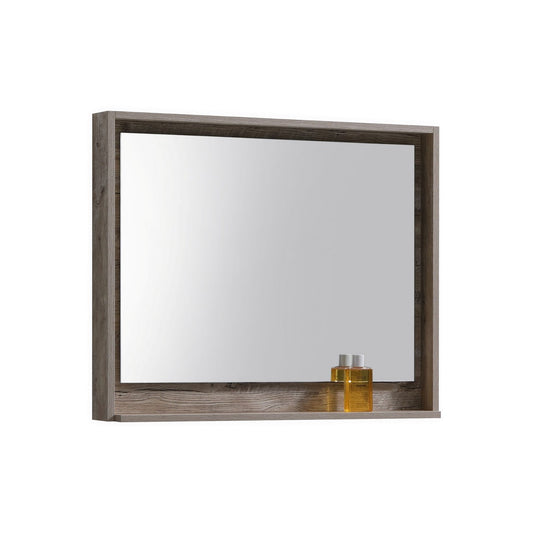 36″ Wide Mirror w/ Shelf – Nature Wood