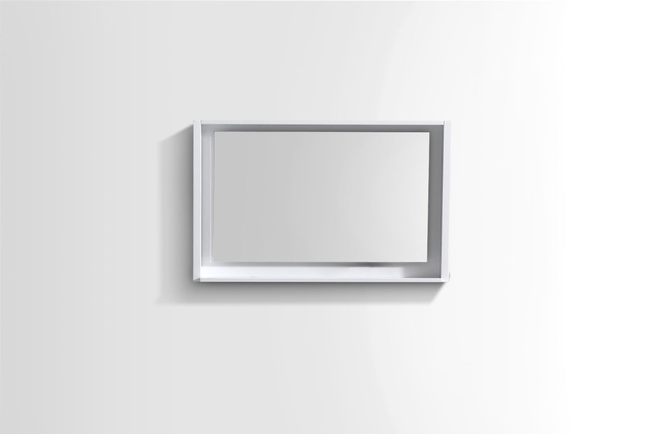 40″ Wide Mirror w/ Shelf – High Gloss White