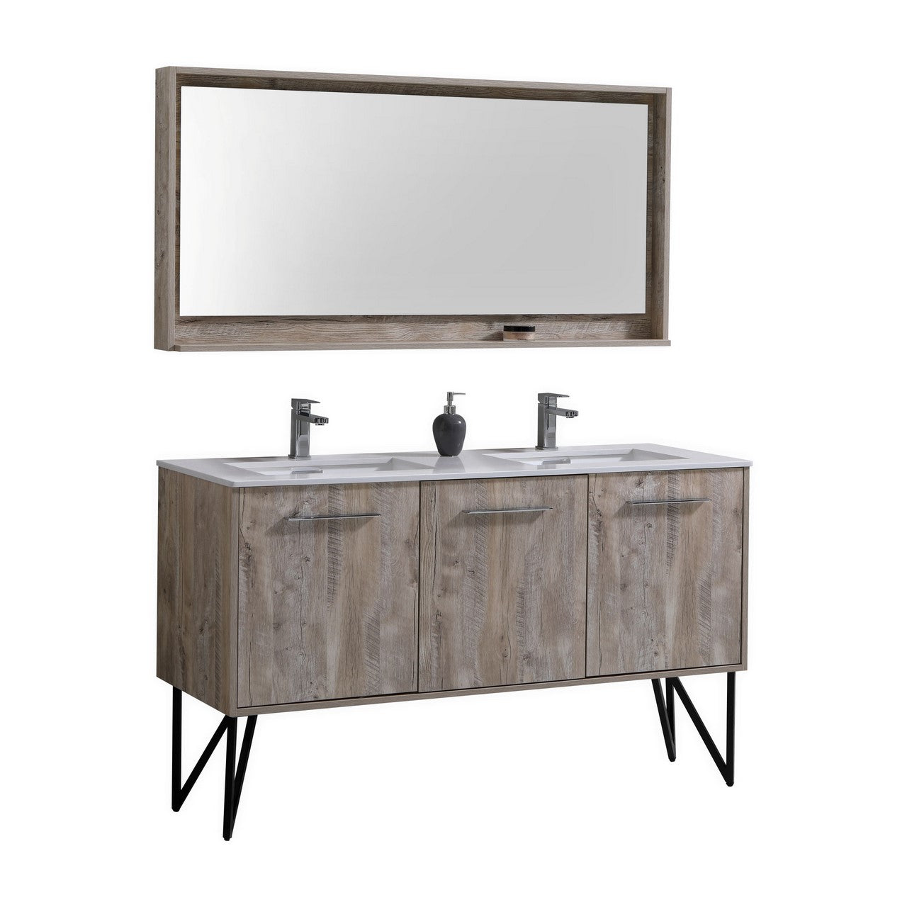 Bosco 60″ Modern Bathroom Vanity w/ White Countertop