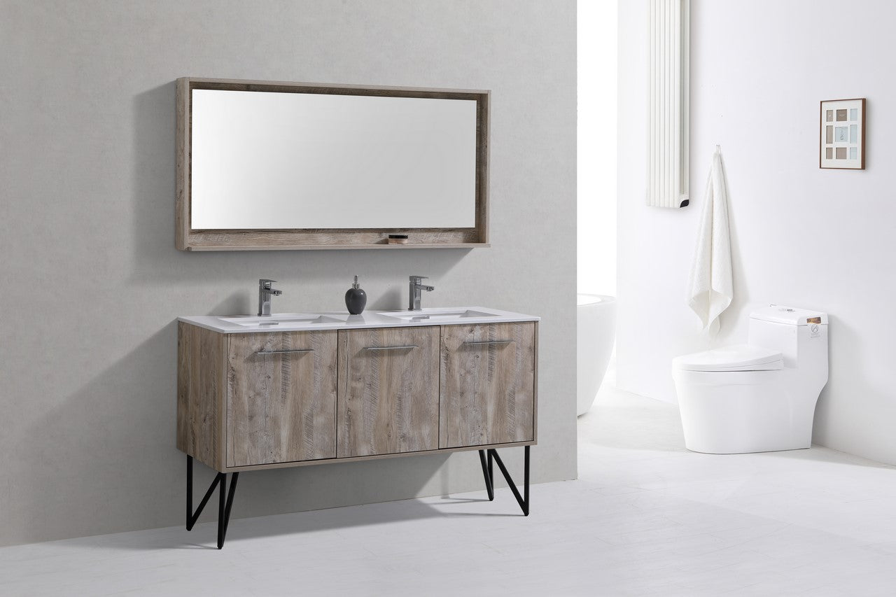 Bosco 60″ Modern Bathroom Vanity w/ White Countertop