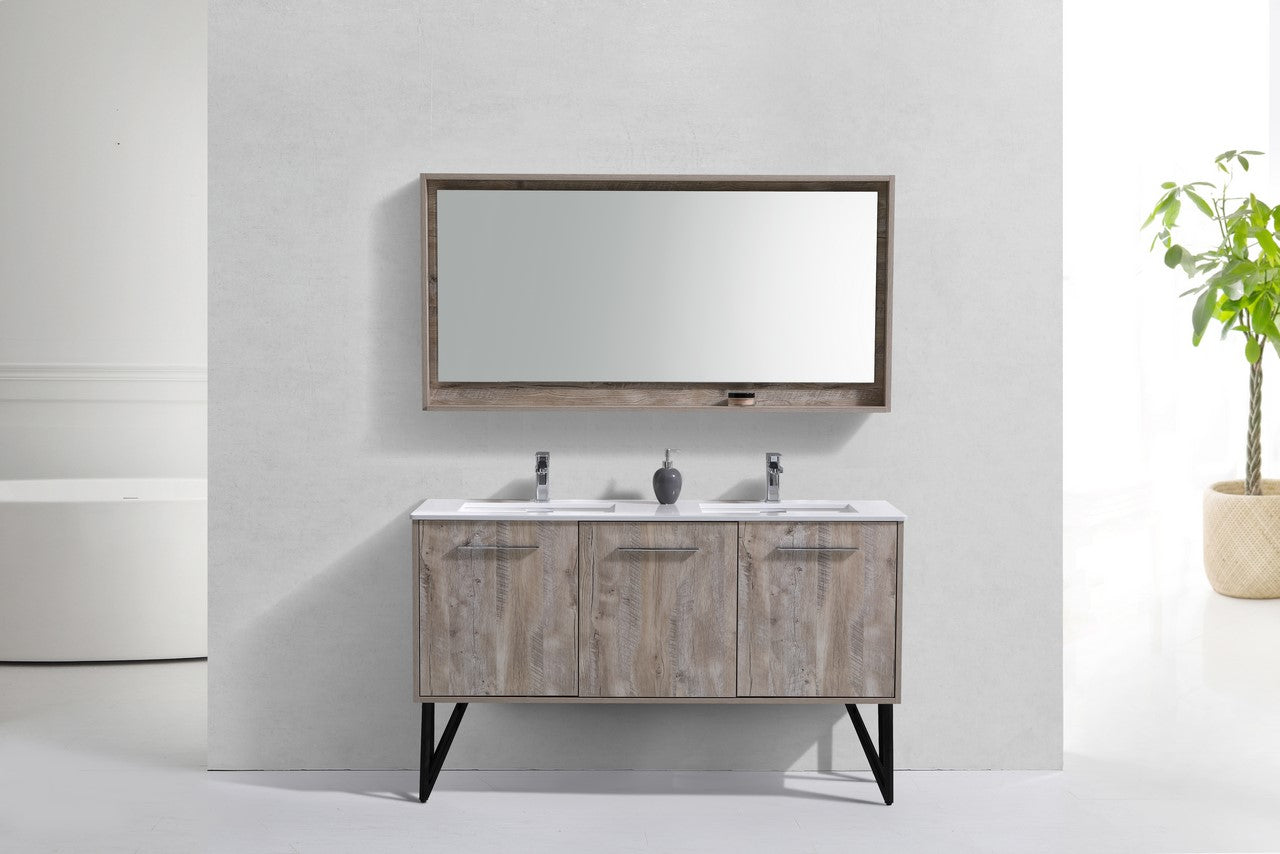 Bosco 60″ Modern Bathroom Vanity w/ White Countertop