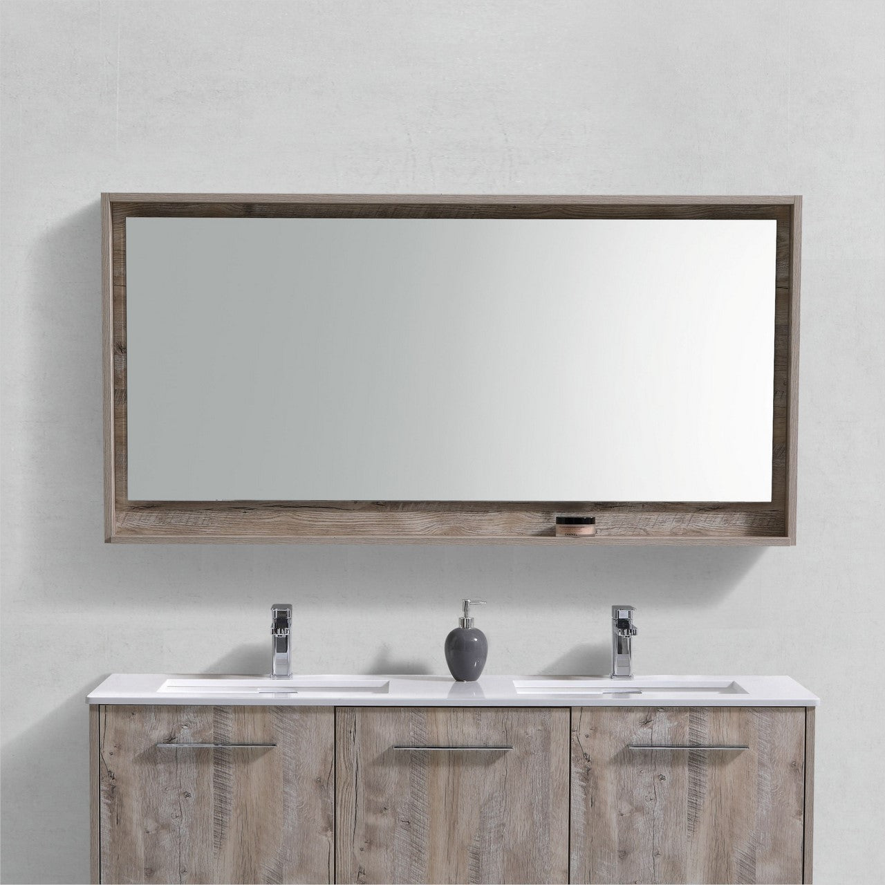 60″ Wide Mirror w/ Shelf – Nature Wood