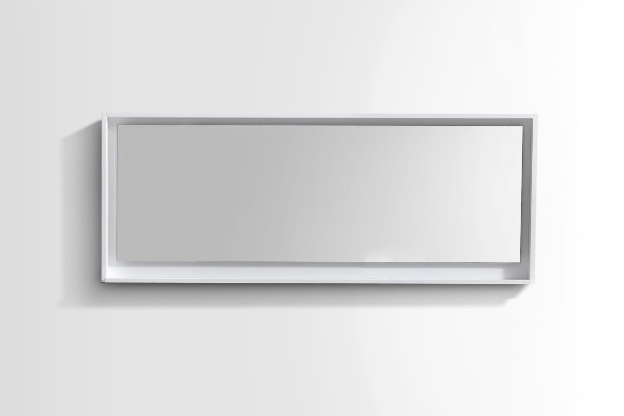 70″ Wide Mirror w/ Shelf – High Gloss White