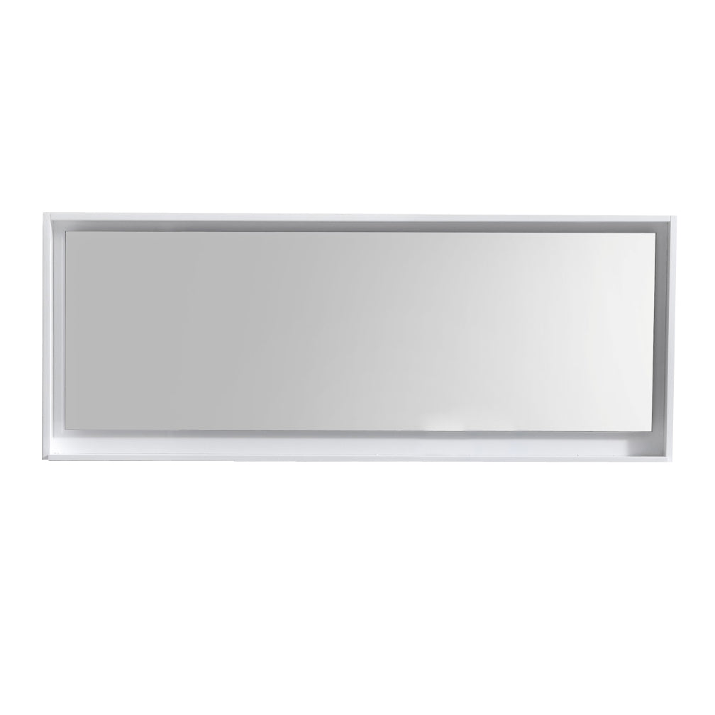 70″ Wide Mirror w/ Shelf – High Gloss White