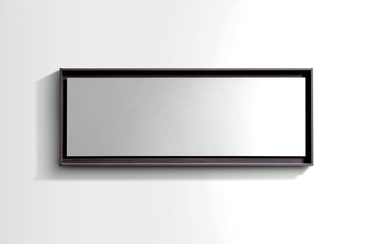 70″ Wide Mirror w/ Shelf – High Gloss Gray Oak