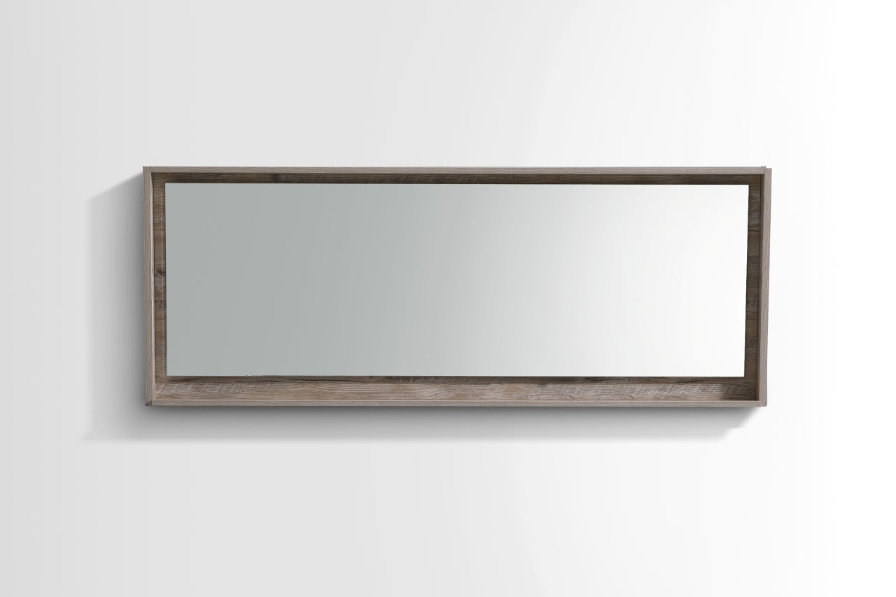 70″ Wide Mirror w/ Shelf – Nature Wood