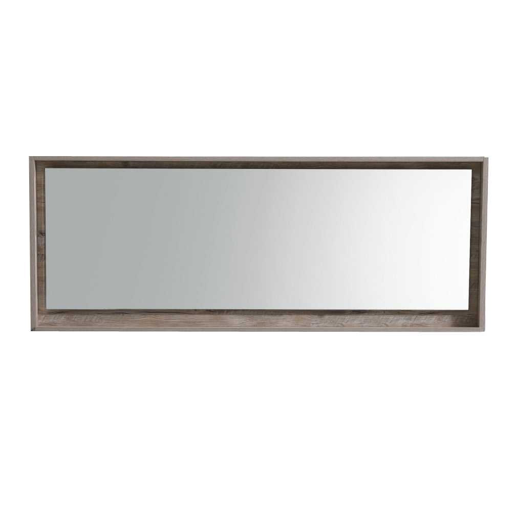 70″ Wide Mirror w/ Shelf – Nature Wood