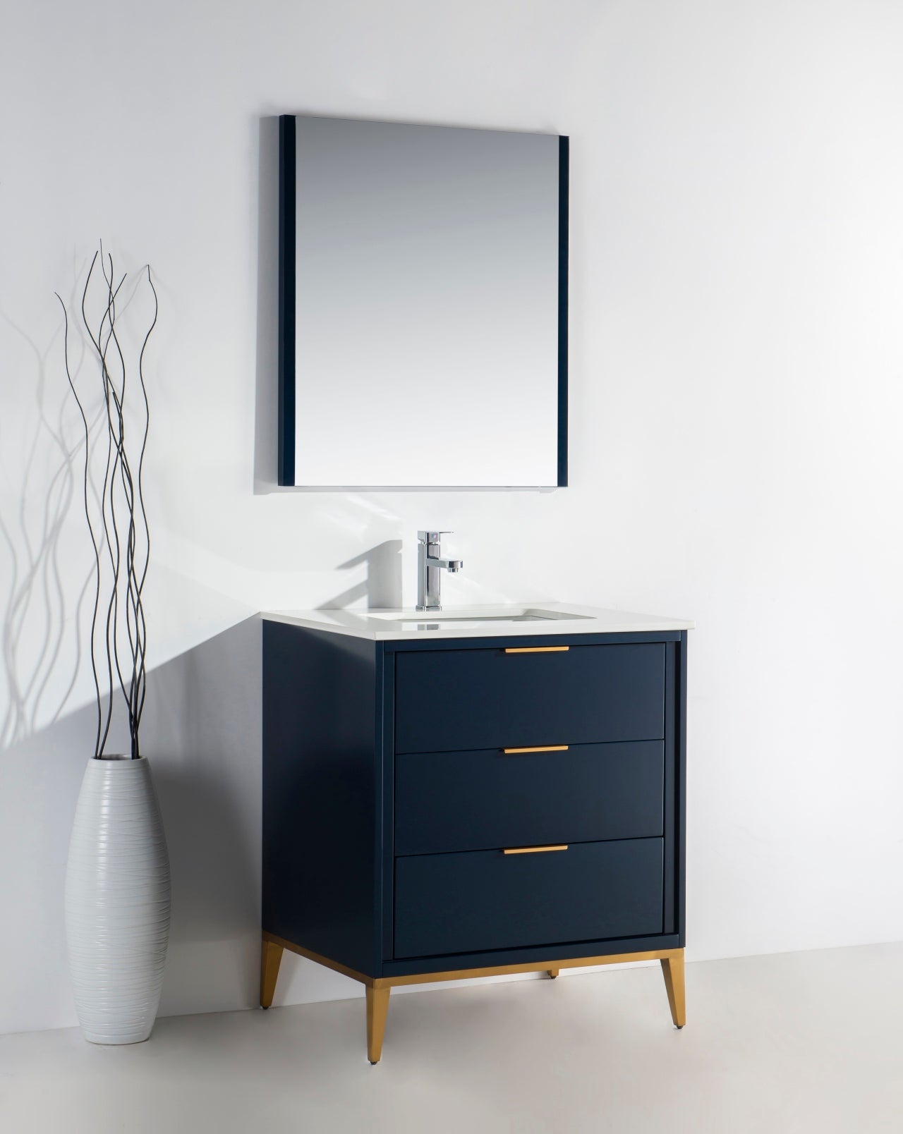 Divani 30″ Gloss Blue Vanity W/ Quartz Counter Top