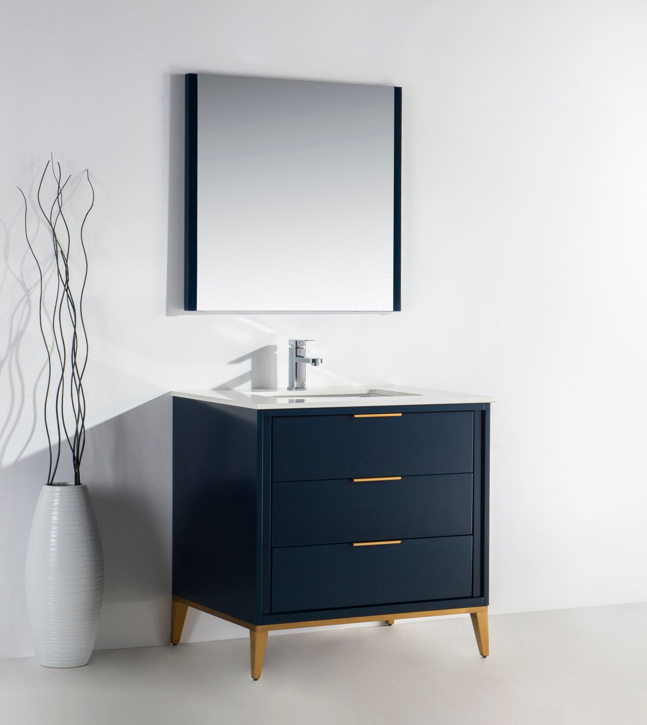 Divani 36″ Gloss Blue Vanity W/ Quartz Counter Top