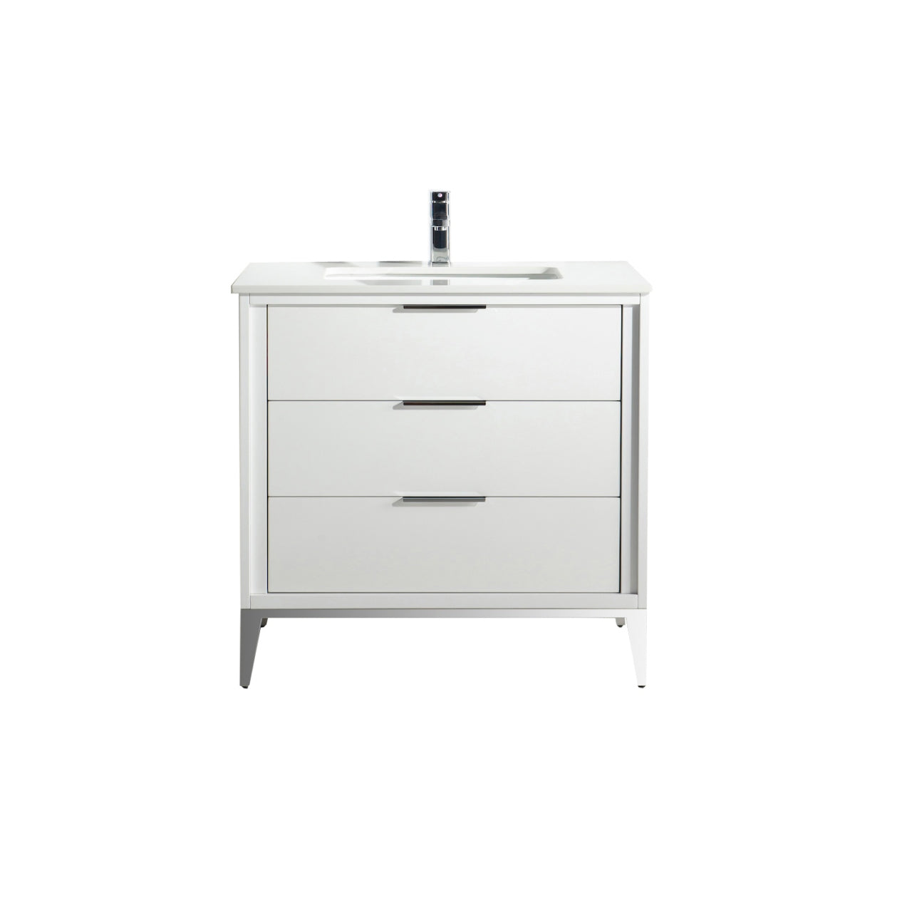 Divani 36″ Gloss White Vanity W/ Quartz Counter Top