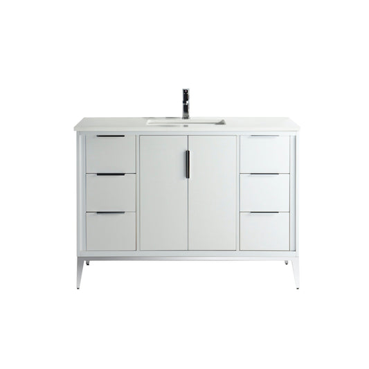 Divani 48″ Gloss White Vanity W/ Quartz Counter Top