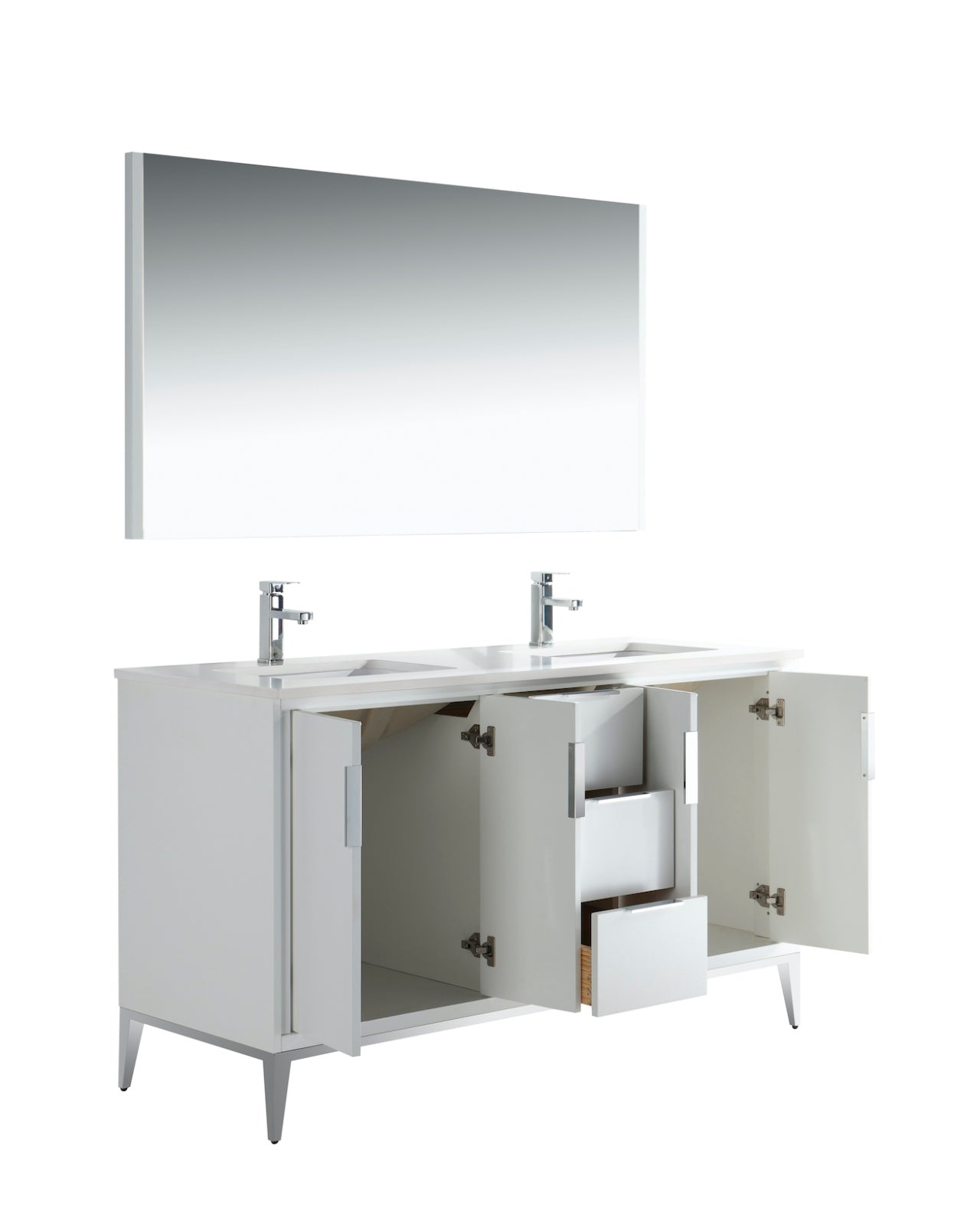 Divani 60″ Gloss White Vanity W/ Quartz Counter Top