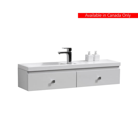 Kube Elise 44″ High Gloss White Wall Mount Modern Bathroom Vanity