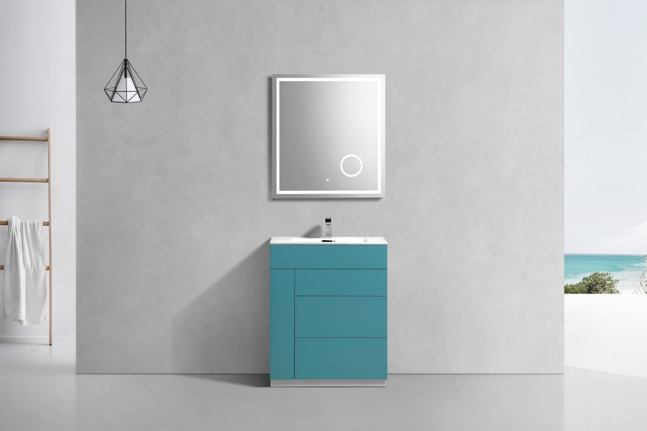 Milano 30″ Teal Green Floor Mount Modern Bathroom Vanity