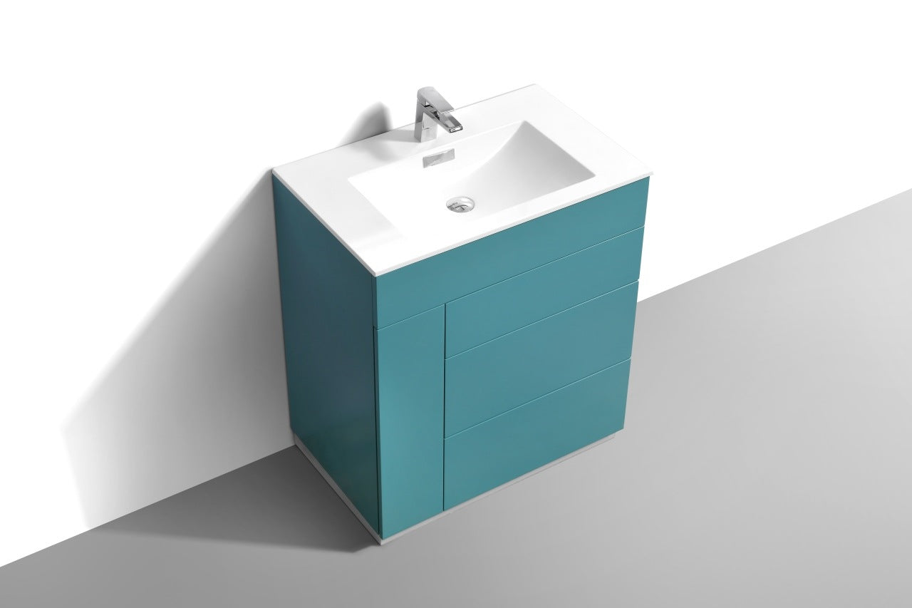 Milano 30″ Teal Green Floor Mount Modern Bathroom Vanity