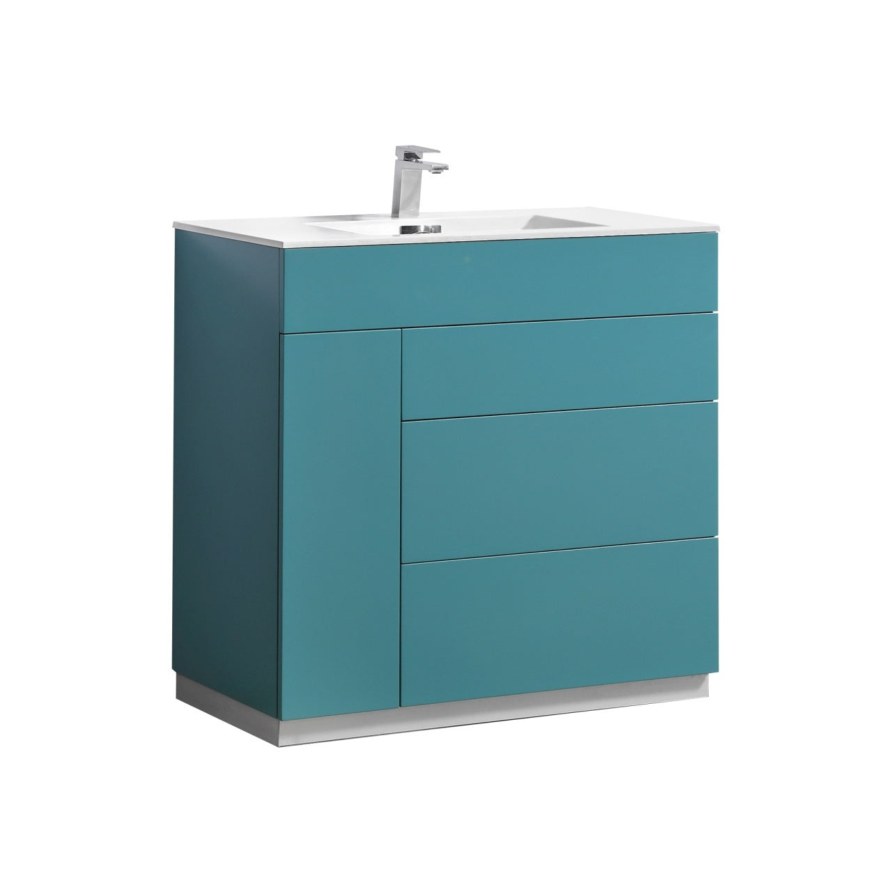 Milano 36″ Teal Green Floor Mount Modern Bathroom Vanity