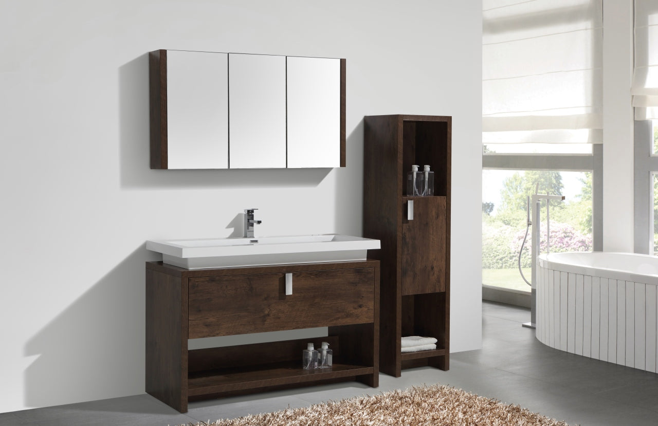 Levi 48″ Rose Wood Modern Bathroom Vanity w/ Cubby Hole