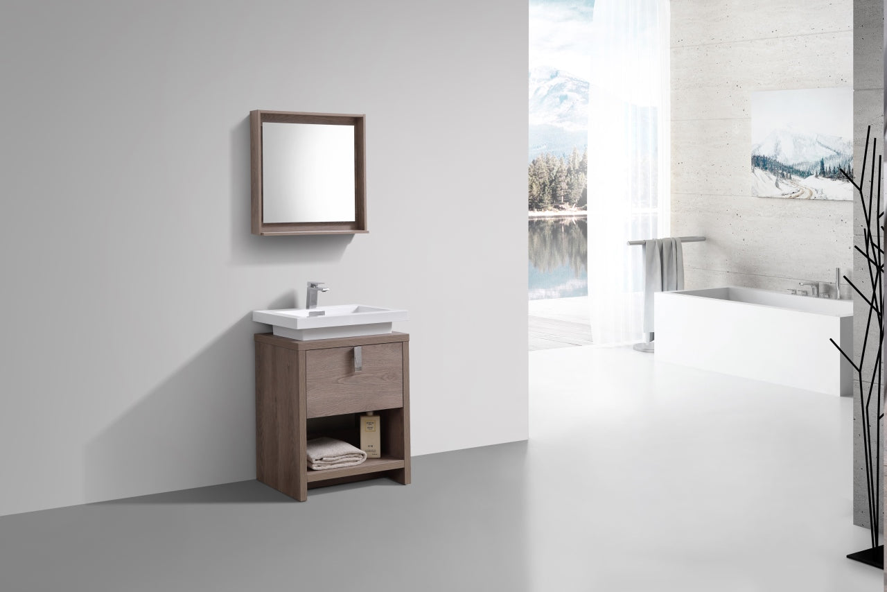 Levi 24″ Butternut Modern Bathroom Vanity w/ Cubby Hole