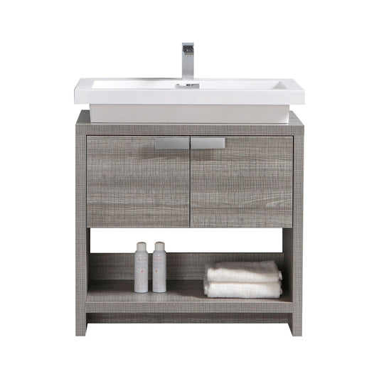 Levi 32″ Ash Gray Modern Bathroom Vanity w/ Cubby Hole