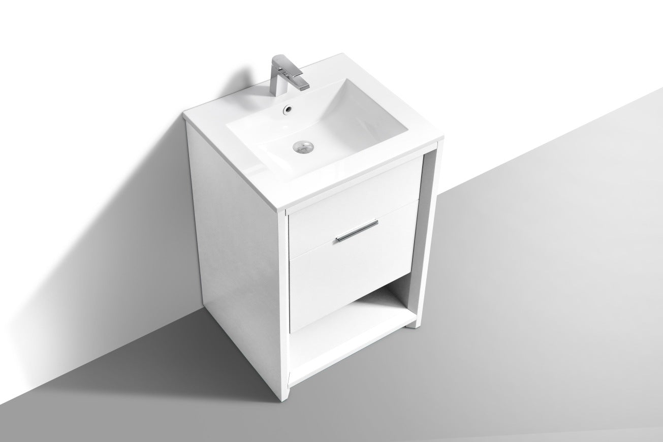 KubeBath 24″ Nudo Modern Bathroom Vanity in High Gloss White Finish