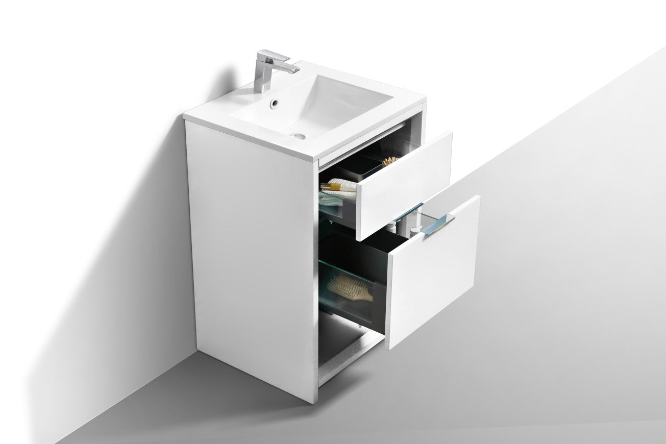 KubeBath 24″ Nudo Modern Bathroom Vanity in High Gloss White Finish