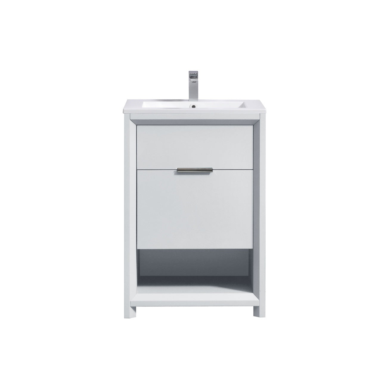 KubeBath 24″ Nudo Modern Bathroom Vanity in High Gloss White Finish