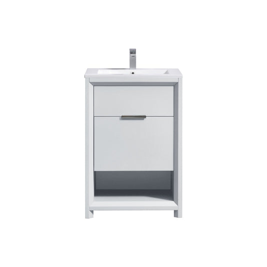 KubeBath 24″ Nudo Modern Bathroom Vanity in High Gloss White Finish