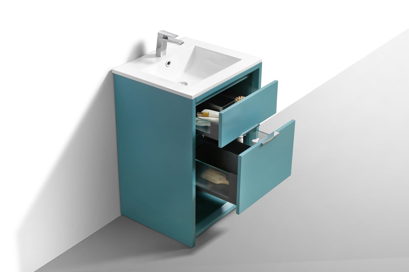KubeBath 24″ Nudo Modern Bathroom Vanity in Teal Green Finish